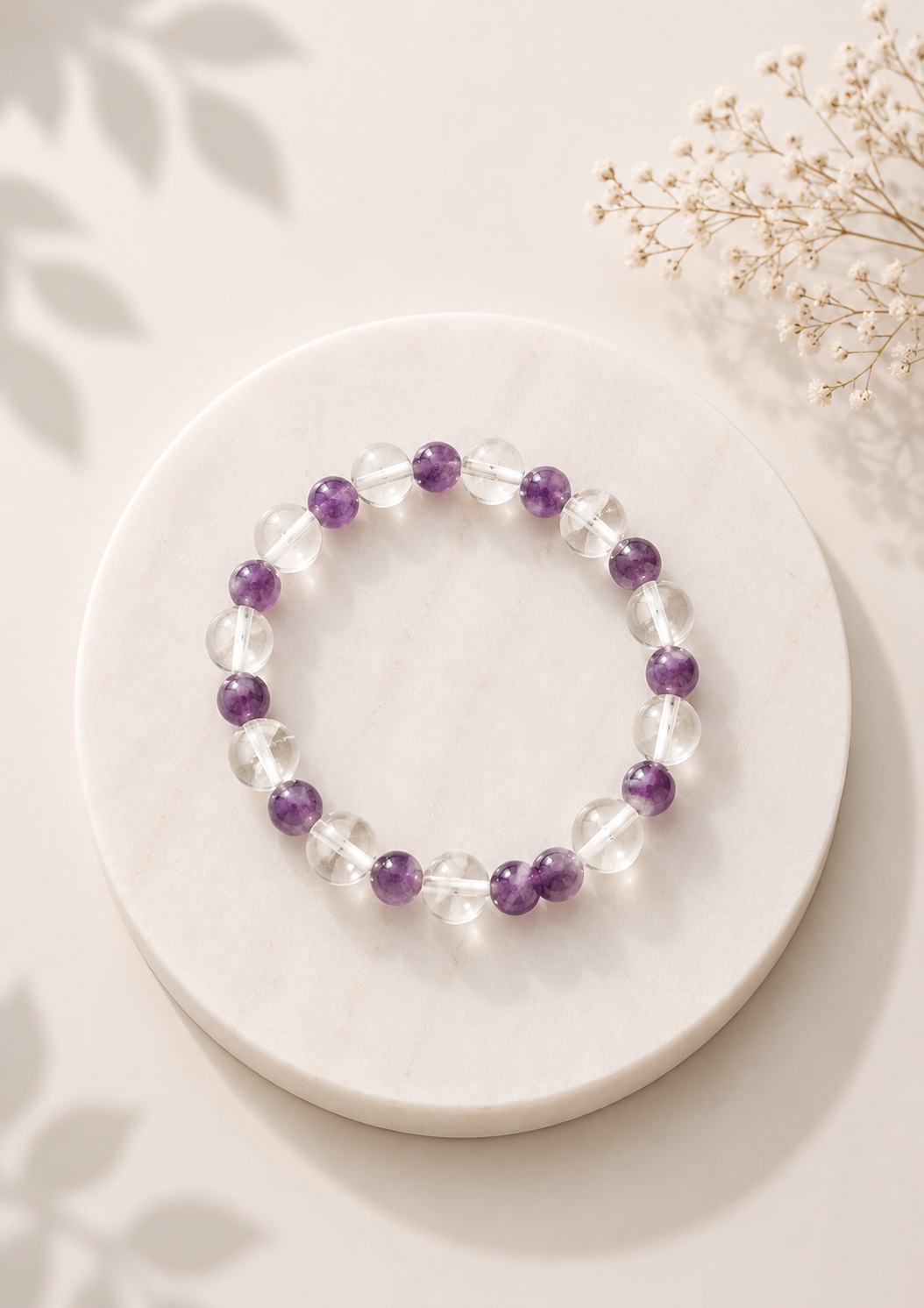 Clear Quartz And Amethyst Bracelet